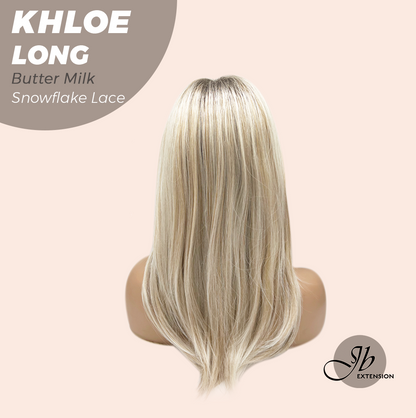 JBEXTENSION 18 Inches Butter Milk Pre-Cut Snowflake Lace Frontlace Glueless Wig KHLOE LONG BUTTER MILK【PERMATEASE】【BENDY EAR TABS】- S/M