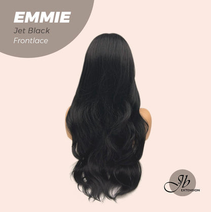 JBEXTENSION 26 Inches Curly Women Jet Black Wig Pre-Cut Frontlace Glueless Wig EMMIE JET BLACK
