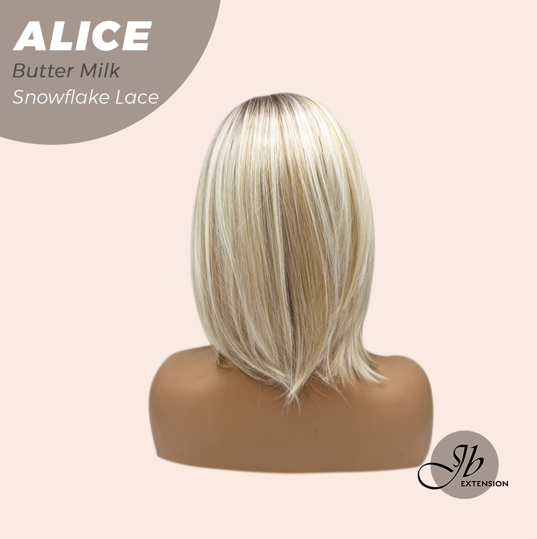 JBEXTENSION 12 Inches Butter Milk Pre-Cut Side Part Snowflake Lace Frontlace Glueless Wig ALICE BUTTER MILK【BENDY EAR TABS】- M/L