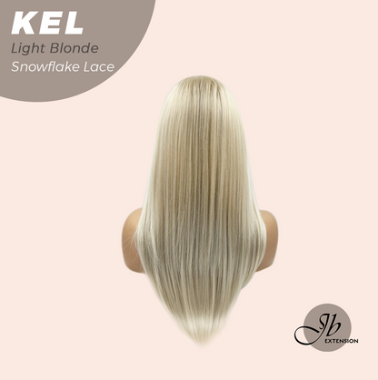 JBEXTENSION 22 Inches Light Blonde Pre-Cut Snowflake Lace Frontlace Glueless Wig KEL LIGHT BLONDE【PERMATEASE】【BENDY EAR TABS】- M/L