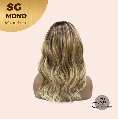 [FINAL SALE] JBEXTENSION SG MONO Monofilament Handmade Wig 6X5 Full Monofilament Hand Tied Top Wig 15 Inches Sunset Blonde Mono Lace Wig With Anti-slip Silicone Strips Glueless Wig SG MONO【BENDY EAR TABS】