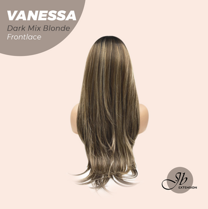 [FINAL SALE] JBEXTENSION 26 Inches Curly Dark Mix Blonde Pre-Cut Frontlace Wig VANESSA DARK MIX BLONDE