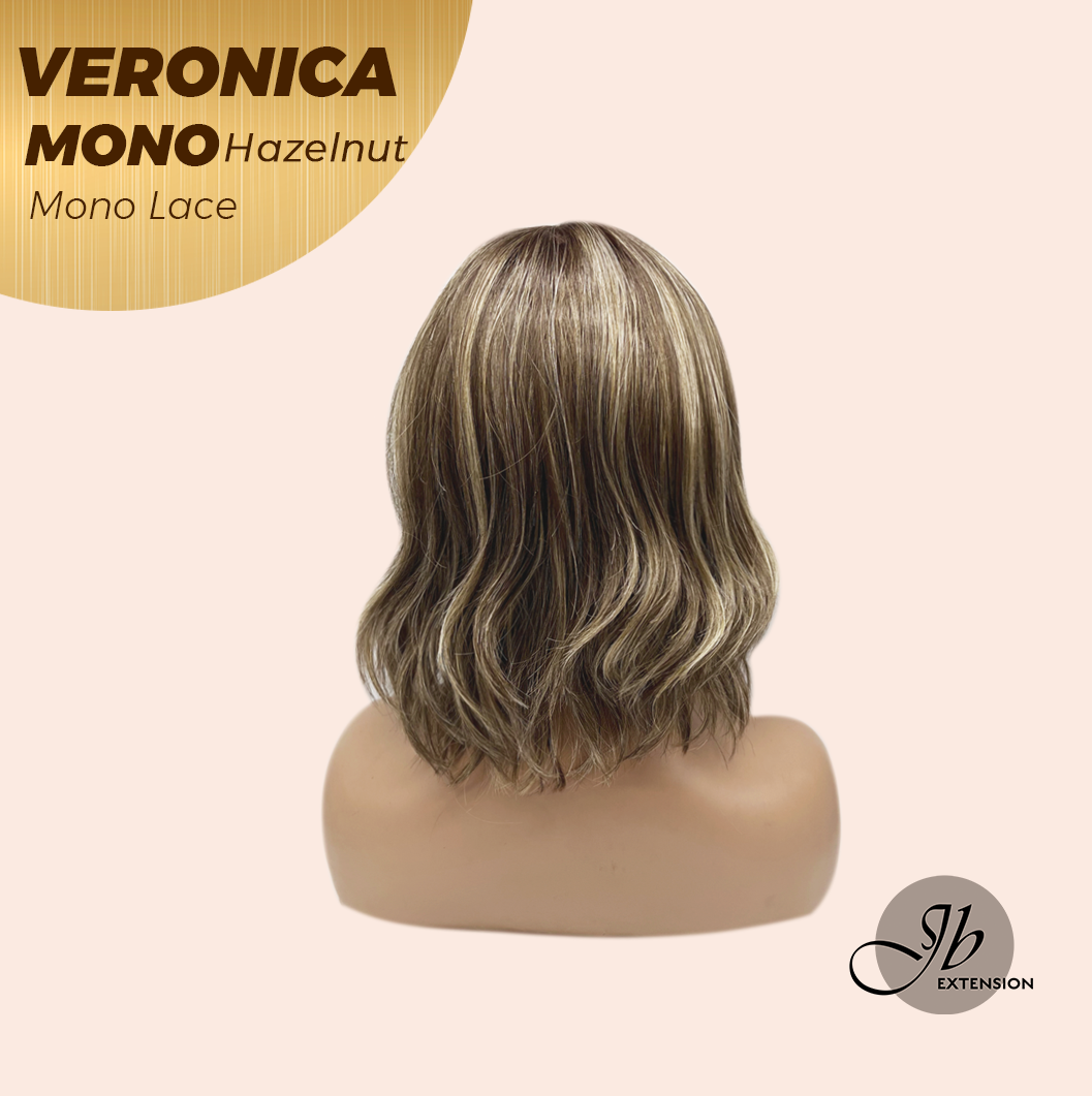 JBEXTENSION VERONICA MONO HAZELNUT Monofilament Handmade Wig 6X5 Full Monofilament Hand Tied Top Wig 12 Inches Hazelnut Wave Mono Lace Wig With Anti-slip Silicone Strips Glueless Wig VERONICA MONO HAZELNUT【BENDY EAR TABS】