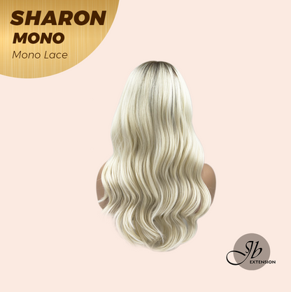 [FINAL SALE] JBEXTENSION SHARON MONO Monofilament Handmade Wig 6X5 Full Monofilament Hand Tied Top Wig 20 Inches Platinum Blonde With Dark Root Wave Mono Lace Wig With Anti-slip Silicone Strips Glueless Wig SHARON MONO【BENDY EAR TABS】