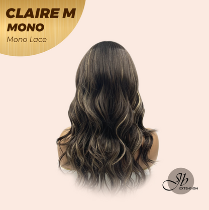 JBEXTENSION CLAIRE MONO Partial Monofilament Wig 22 Inches Brown with Highlight Partial Mono Lace Glueless Wig CLAIRE MONO【BENDY EAR TABS】