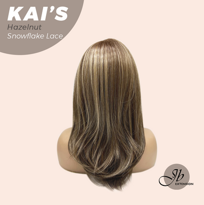 JBEXTENSION 18 Inches Hazelnut Blonde Highlight Pre-Cut Snowflake Lace Frontlace Glueless Wig KAI'S HAZELNUT【PERMATEASE】【BENDY EAR TABS】- S/M