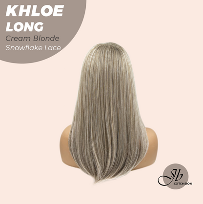 [FINAL SALE] JBEXTENSION 18 Inches Cream Blonde Pre-Cut Snowflake Lace Frontlace Glueless Wig KHLOE LONG CREAM BLONDE【PERMATEASE】【BENDY EAR TABS】
