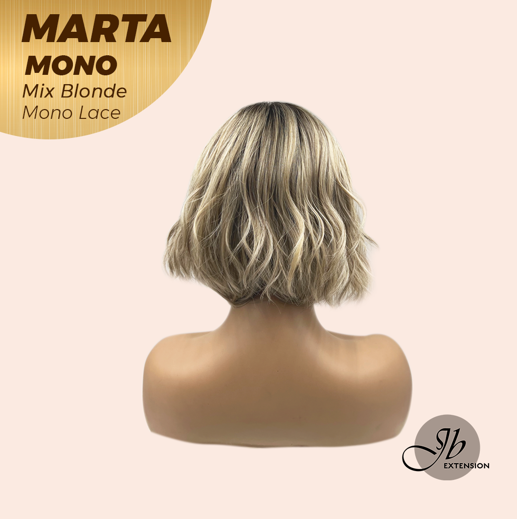 [FINAL SALE] JBEXTENSION MARTA MONO MIX BLONDE Monofilament Handmade Wig 6X5 Full Monofilament Hand Tied Top Wig 10 Inches Mix Blonde Mono Lace Handmade Futura Fiber Wig With Anti-slip Silicone Strips Glueless Wig MARTA MONO MIX BLONDE【BENDY EAR TABS】