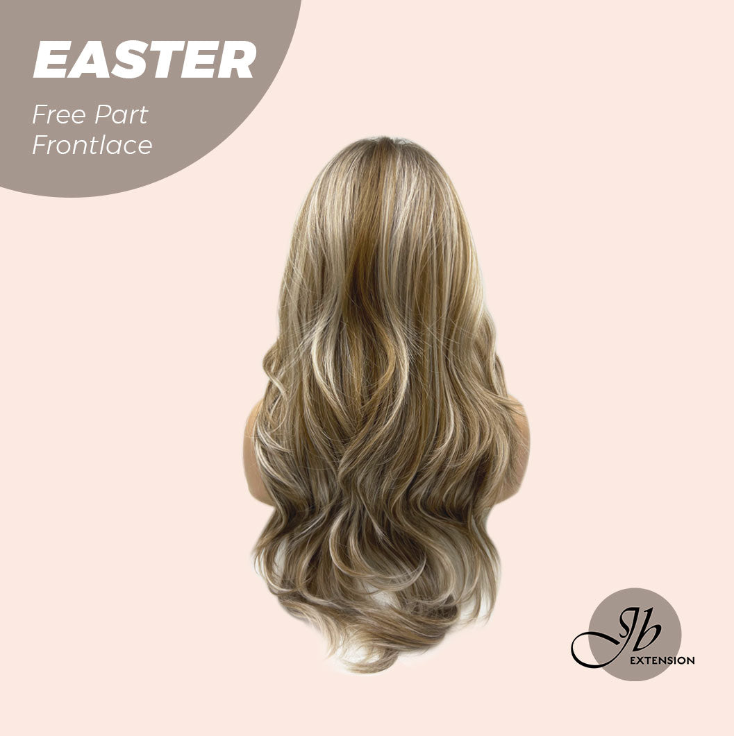 [FINAL SALE] JBEXTENSION 25 Inches Mix Blonde Curly Free Part Pre-Cut Frontlace Glueless Wig EASTER