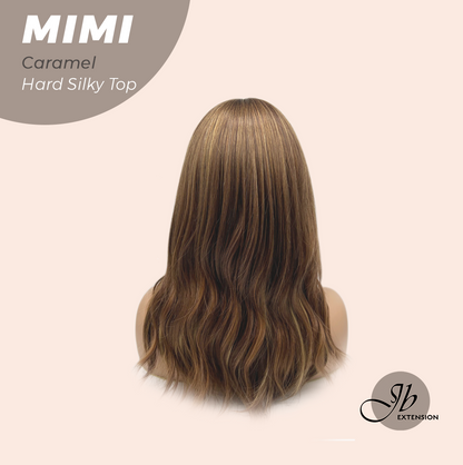 HOT OF SEASON - 16 Inches Scalpiana 3.5X4 Hard Silky Top Natural Scalp Effect Caramel Body Wave Wig with Bangs Wig MIMI SILK TOP - CARAMEL