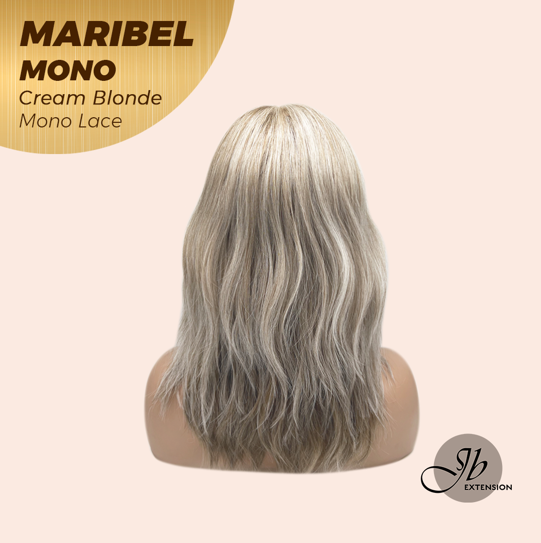 JBEXTENSION MARIBEL MONO CREAM BLONDE Monofilament Handmade Wig 6X5 Full Monofilament Hand Tied Top Wig 16 Inches Cream Blonde Wave Mono Lace Wig With Anti-slip Silicone Strips Glueless Wig MARIBEL MONO CREAM BLONDE【BENDY EAR TABS】
