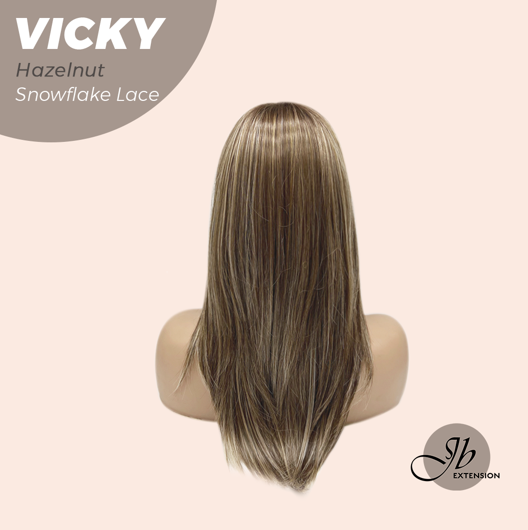 [FINAL SALE] JBEXTENSION 20 Inches Hazelnut Pre-Cut Snowflake Lace Frontlace Glueless Wig VICKY HAZELNUT【PERMATEASE】【BENDY EAR TABS】- M/L