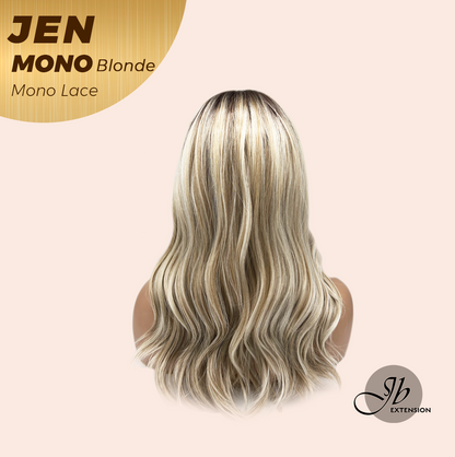 JBEXTENSION JEN MONO Monofilament Handmade Wig 6X5 Full Monofilament Hand Tied Top Wig 18 Inches Blonde Mono Lace Wig With Anti-slip Silicone Strips Glueless Wig JEN MONO BLONDE【BENDY EAR TABS】
