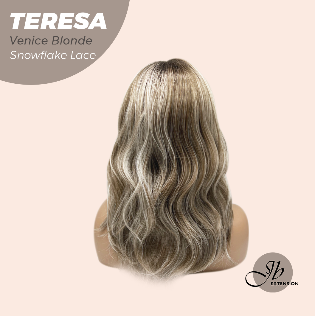 JBEXTENSION 18 Inches Venice Blonde Pre-Cut Snowflake Lace Frontlace Glueless Wig TERESA VENICE BLONDE【PERMATEASE】【BENDY EAR TABS】- M/L