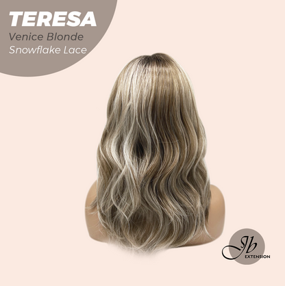 JBEXTENSION 18 Inches Venice Blonde Pre-Cut Snowflake Lace Frontlace Glueless Wig TERESA VENICE BLONDE【PERMATEASE】【BENDY EAR TABS】- M/L
