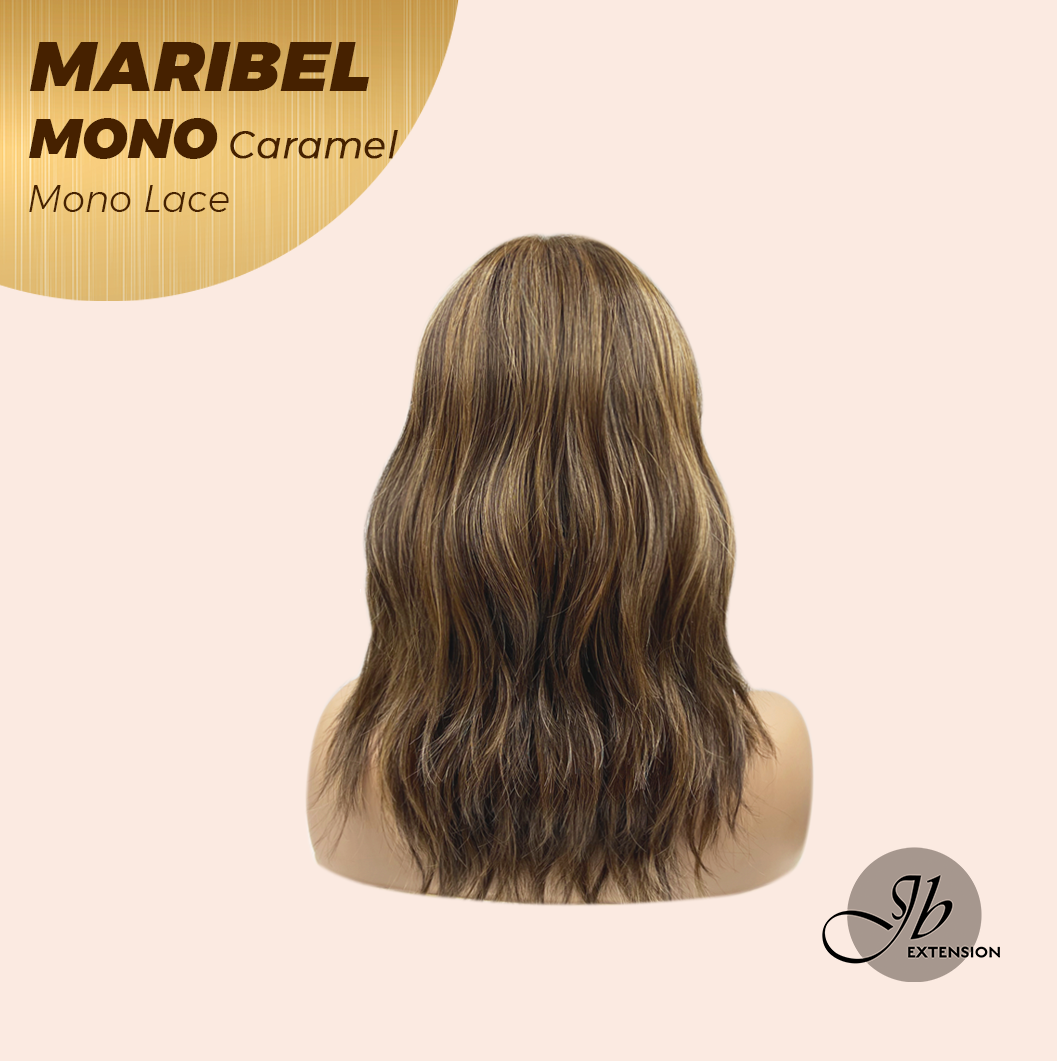 JBEXTENSION MARIBEL MONO Monofilament Handmade Wig 6X5 Full Monofilament Hand Tied Top Wig 16 Inches Caramel Wave Mono Lace Wig With Anti-slip Silicone Strips Glueless Wig MARIBEL MONO CARAMEL【BENDY EAR TABS】