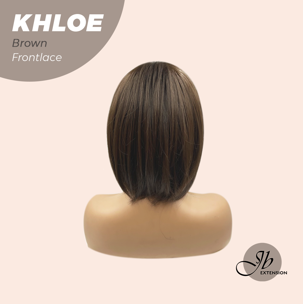 JBEXTENSION 12 Inches Bob Cut Brown Pre-Cut Snowflake Lace Frontlace Glueless Wig KHLOE BROWN【PERMATEASE】【BENDY EAR TABS】- S/M