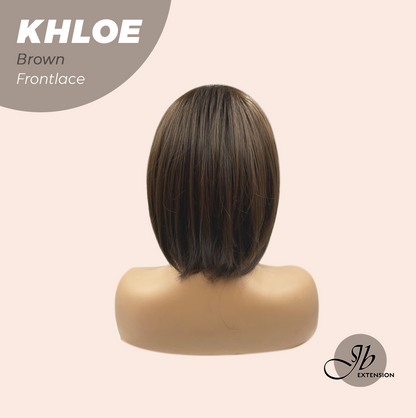 JBEXTENSION 12 Inches Bob Cut Brown Pre-Cut Snowflake Lace Frontlace Glueless Wig KHLOE BROWN【PERMATEASE】【BENDY EAR TABS】- S/M