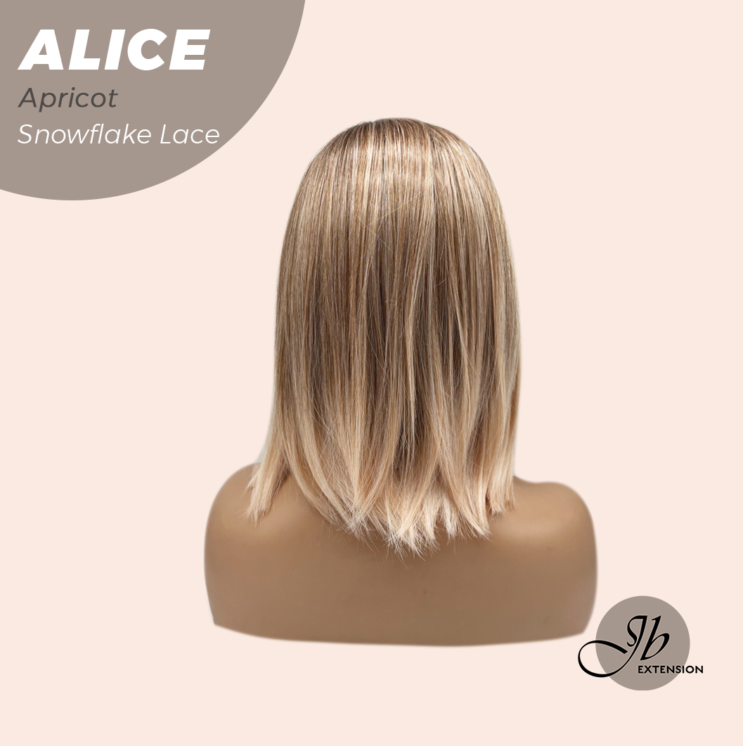 JBEXTENSION 12 Inches Apricot Pre-Cut Side Part Snowflake Lace Frontlace Glueless Wig ALICE APRICOT【BENDY EAR TABS】- S/M