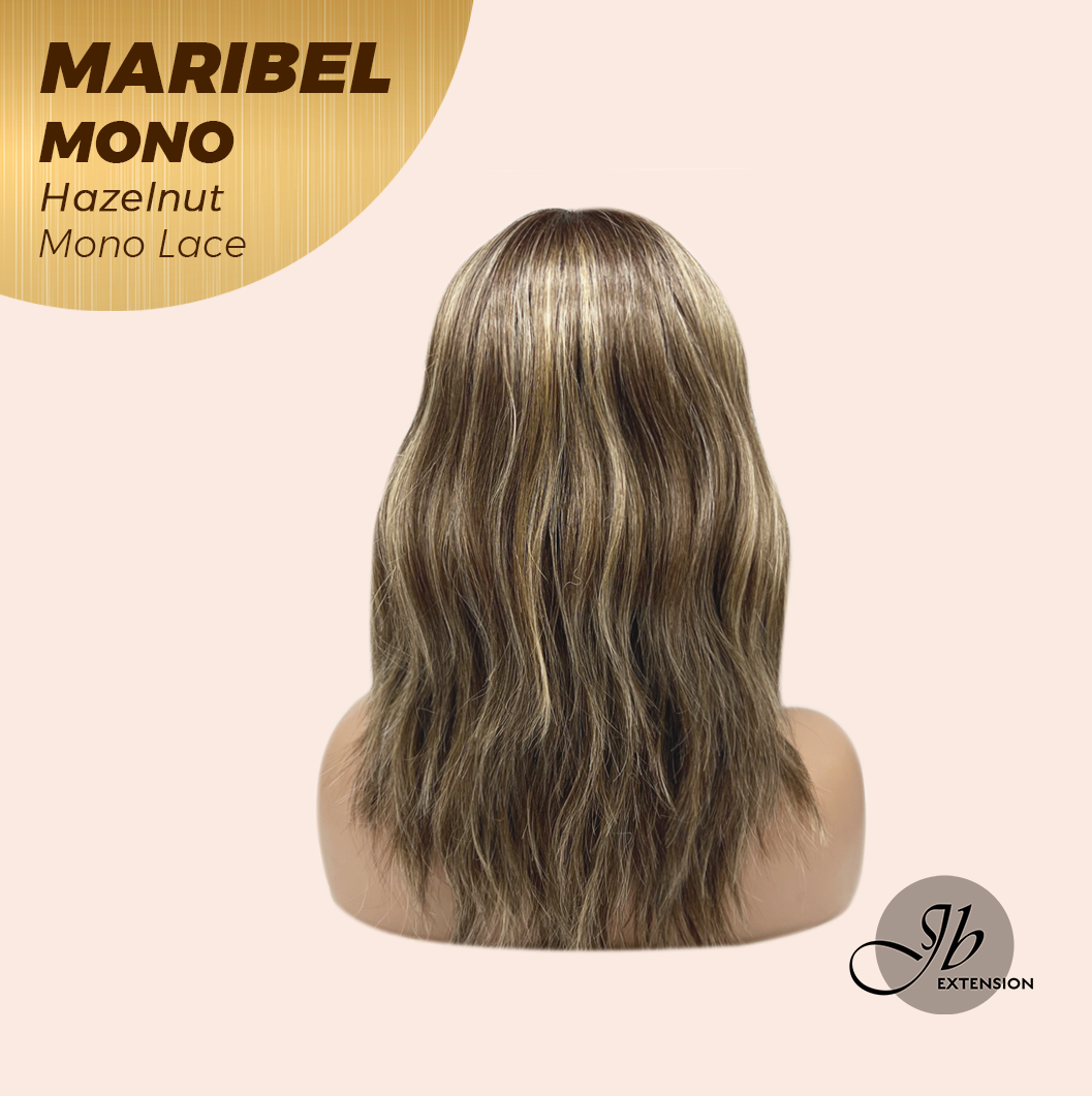 JBEXTENSION MARIBEL MONO HAZELNUT Monofilament Handmade Wig 6X5 Full Monofilament Hand Tied Top Wig 16 Inches Hazelnut Wave Mono Lace Wig With Anti-slip Silicone Strips Glueless Wig MARIBEL MONO HAZELNUT【BENDY EAR TABS】