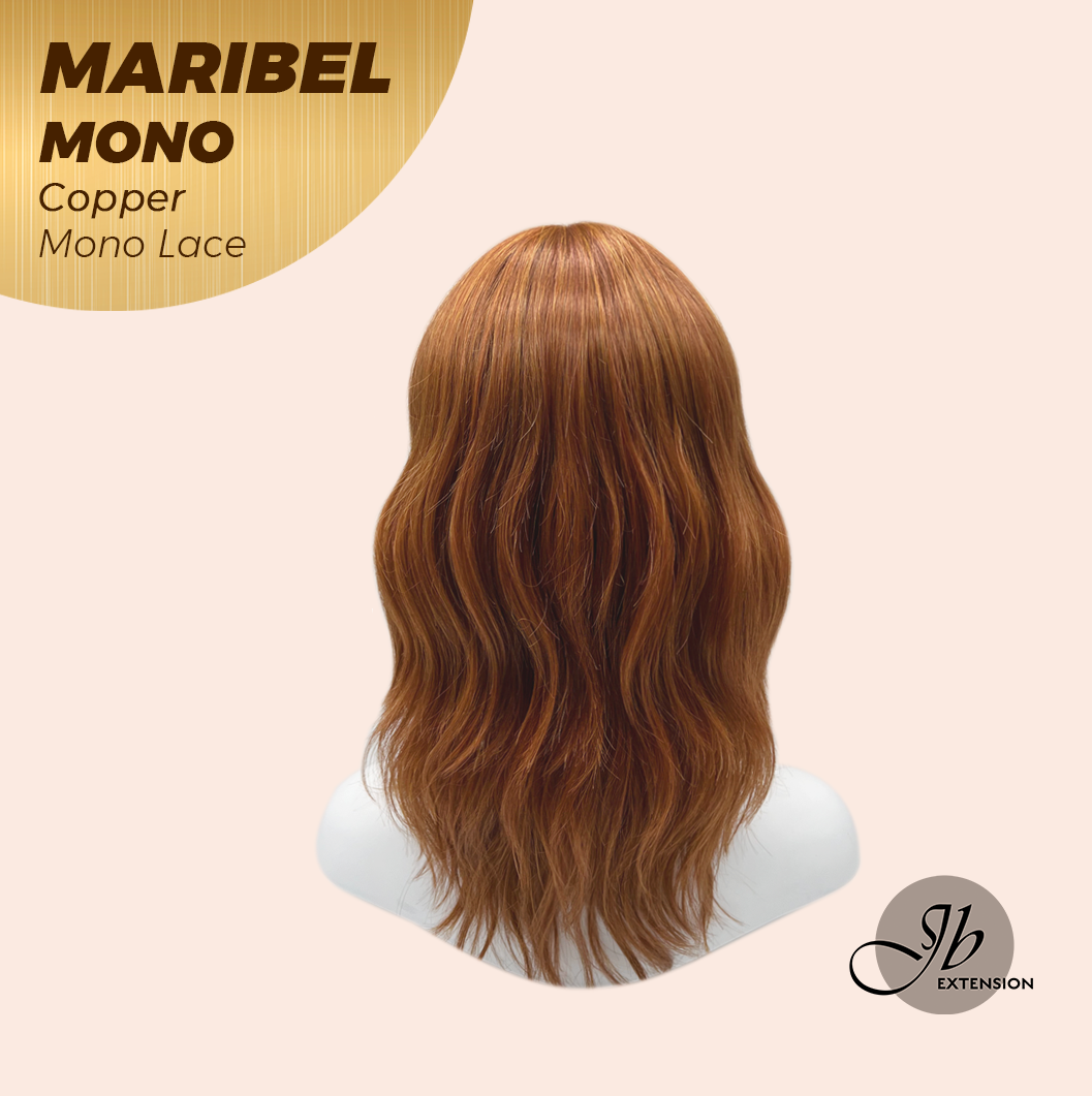 JBEXTENSION MARIBEL MONO COPPER Monofilament Handmade Wig 6X5 Full Monofilament Hand Tied Top Wig 16 Inches Copper Wave Mono Lace Wig With Anti-slip Silicone Strips Glueless Wig MARIBEL MONO COPPER【BENDY EAR TABS】