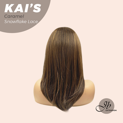 JBEXTENSION 18 Inches Caramel Pre-Cut Snowflake Lace Frontlace Glueless Wig KAI'S CARAMEL【PERMATEASE】【BENDY EAR TABS】