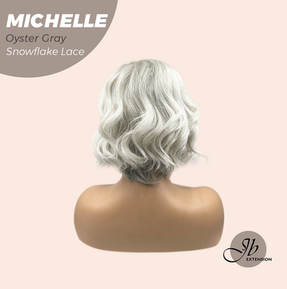 JBEXTENSION 10 Inches Oyster Gray Pre-Cut Side Part Snowflake Lace Frontlace Glueless Wig MICHELLE OYSTER GRAY【BENDY EAR TABS】