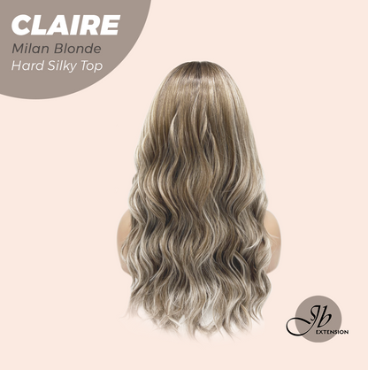 JBEXTENSION 22 Inches Scalpiana Milan Blonde 3.5X4 Hard Silky Top Natural Scalp Effect Women Wig with Bangs CLAIRE SILKY TOP - MILAN BLONDE