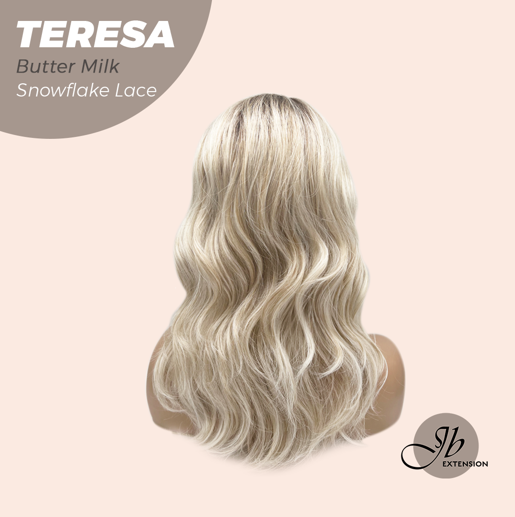 JBEXTENSION 18 Inches Butter Milk Pre-Cut Snowflake Lace Frontlace Glueless Wig TERESA BUTTER MILK【PERMATEASE】【BENDY EAR TABS】- M/L
