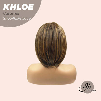 JBEXTENSION 12 Inches Bob Cut Caramel Pre-Cut Snowflake Lace Frontlace Glueless Wig KHLOE LACE【PERMATEASE】【BENDY EAR TABS】- M/L
