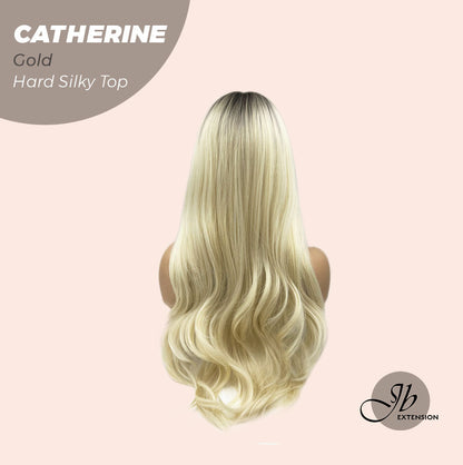 [FINAL SALE] JBEXTENSION 25 Inches Scalpiana Gold 3.5X4 Hard Silky Top Natural Scalp Effect Wig With Bangs CATHERINE GOLD