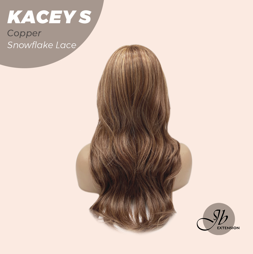 JBEXTENSION 20 Inches Copper Pre-Cut Snowflake Lace Frontlace Glueless Wig KACEY S COPPER【PERMATEASE】【BENDY EAR TABS】- M/L