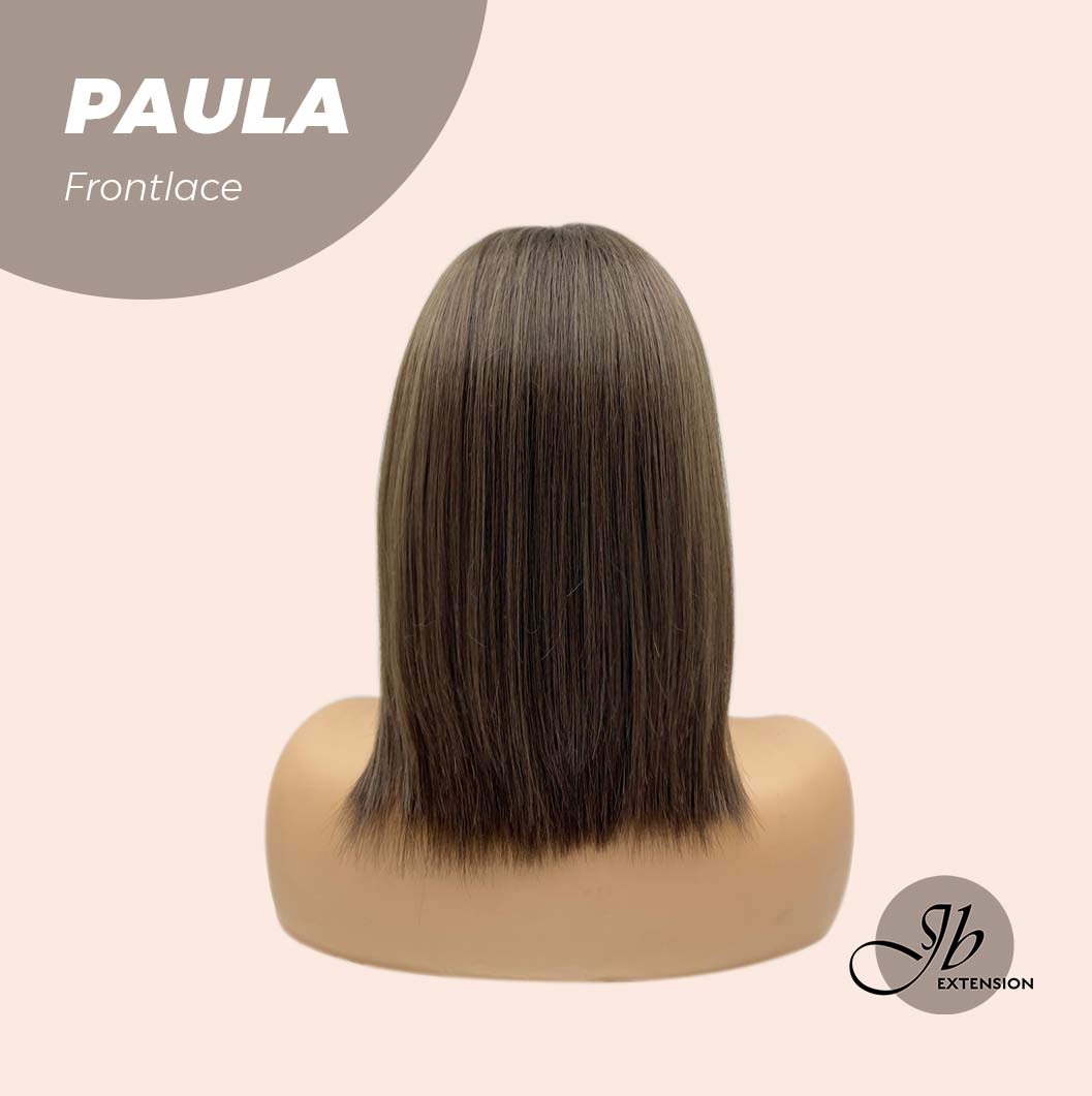 JBEXTENSION 12 Inches Bob Cut Cold Brown Straight Pre-Cut Frontlace Glueless Wig PAULA