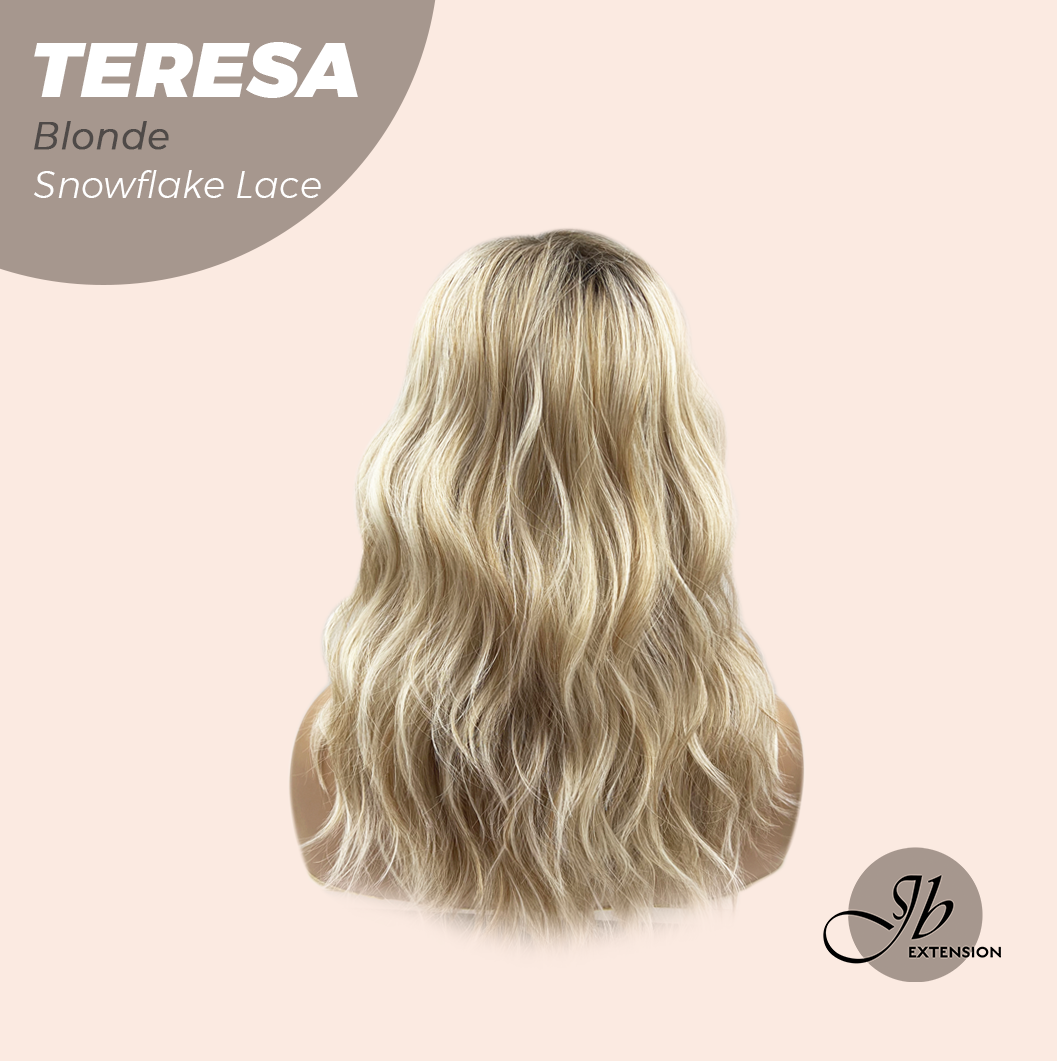 JBEXTENSION 18 Inches Mix Blonde Pre-Cut Snowflake Lace Frontlace Glueless Wig TERESA BLONDE【PERMATEASE】【BENDY EAR TABS】- M/L