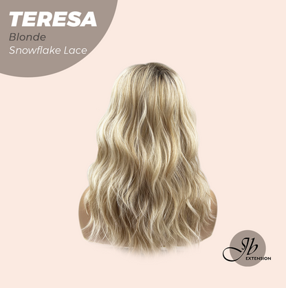 JBEXTENSION 18 Inches Mix Blonde Pre-Cut Snowflake Lace Frontlace Glueless Wig TERESA BLONDE【PERMATEASE】【BENDY EAR TABS】- M/L