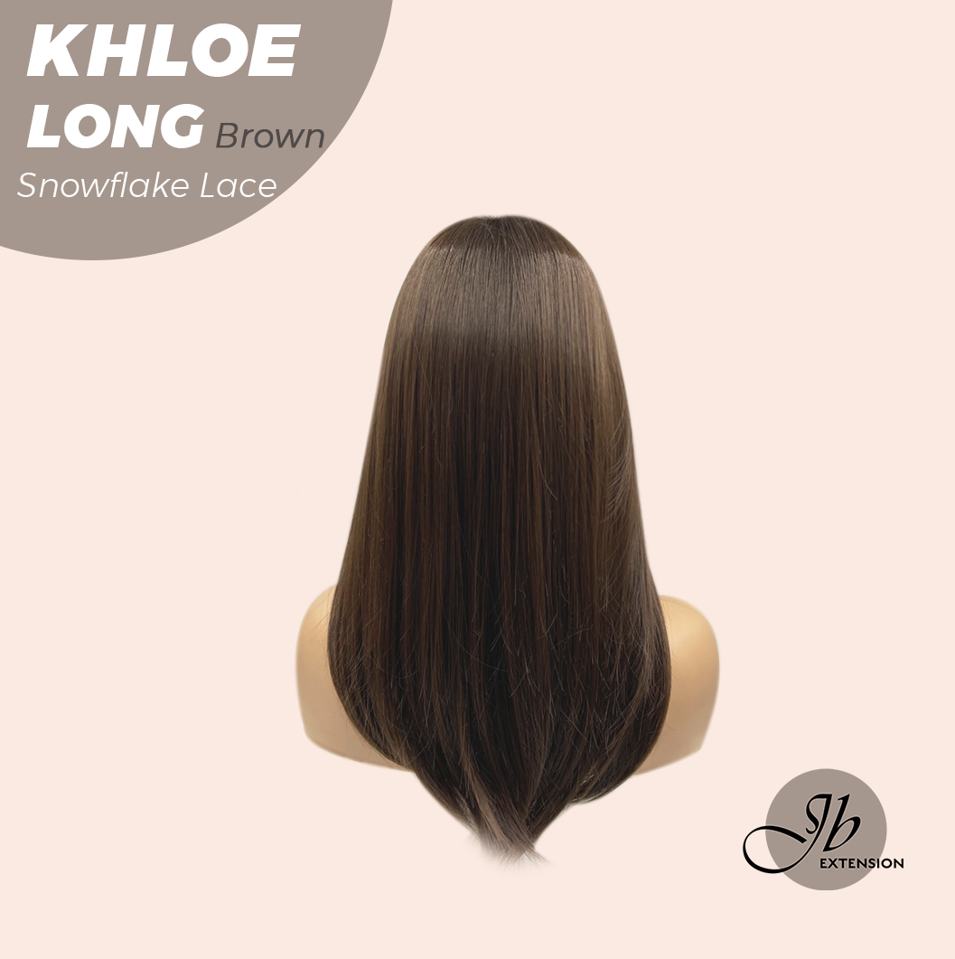 [FINAL SALE] HOT OF SEASON - 18 Inches Brown Pre-Cut Snowflake Lace Frontlace Glueless Wig KHLOE LONG BROWN【PERMATEASE】【BENDY EAR TABS】- S/M