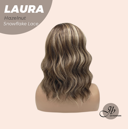 JBEXTENSION 14 Inches Hazelnut Pre-Cut Side Part Snowflake Lace Frontlace Glueless Wig LAURA SNOWFLAKE HAZELNUT【BENDY EAR TABS】- S/M