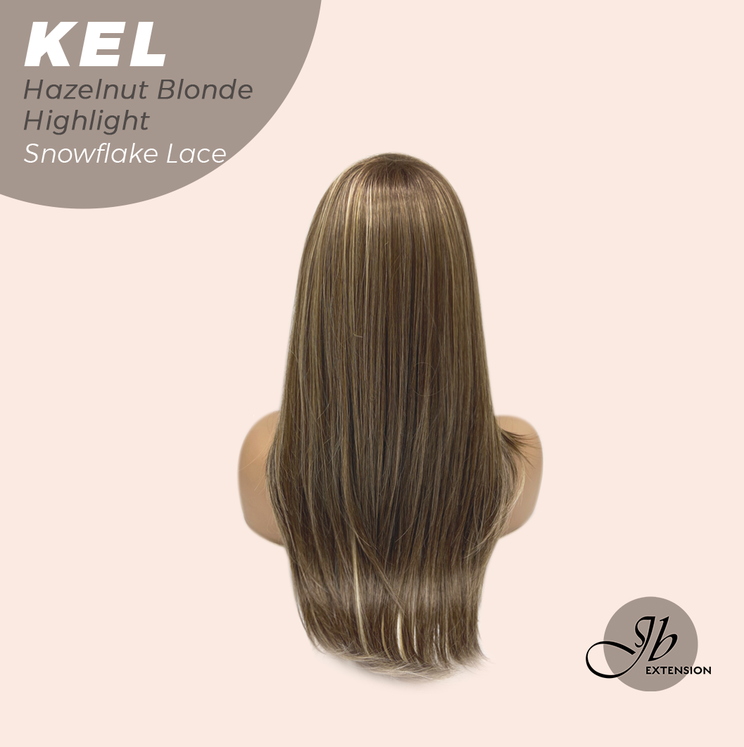 Get this Influencer Look with Hazelnut Blonde Highlight Pre-Cut Snowflake Lace Wig KEL HAZELNUT- S/M