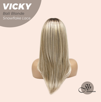 [FINAL SALE] JBEXTENSION 20 Inches Bali Blonde Pre-Cut Snowflake Lace Frontlace Glueless Wig VICKY BALI BLONDE【PERMATEASE】【BENDY EAR TABS】- M/L