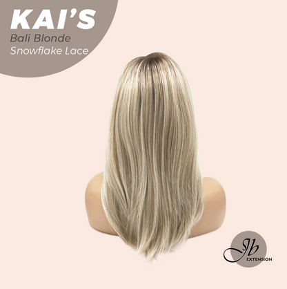 JBEXTENSION 18 Inches Bali Blonde Pre-Cut Snowflake Lace Frontlace Glueless Wig KAI'S BALI BLONDE【PERMATEASE】【BENDY EAR TABS】- M/L