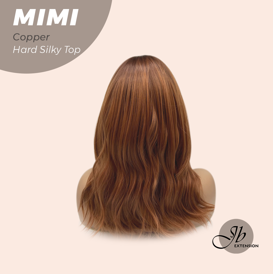 JBEXTENSION 16 Inches Scalpiana 3.5X4 Hard Silky Top Natural Scalp Effect Copper Body Wave Wig with Bangs Wig MIMI SILK TOP - COPPER