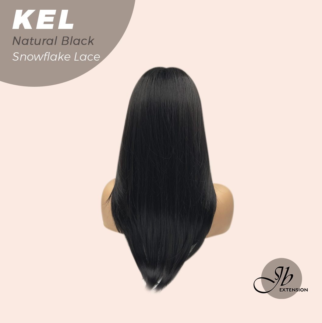 JBEXTENSION 22 Inches Natural Black Pre-Cut Snowflake Lace Frontlace Glueless Wig KEL NATURAL BLACK【PERMATEASE】【BENDY EAR TABS】- M/L