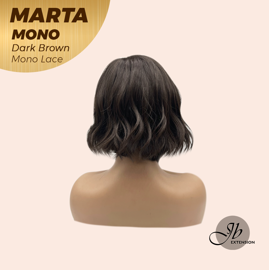 [FINAL SALE] JBEXTENSION MARTA MONO DARK BROWN Monofilament Handmade Wig 6X5 Full Monofilament Hand Tied Top Wig 10 Inches Dark Brown Mono Lace Handmade Futura Fiber Wig With Anti-slip Silicone Strips Glueless Wig MARTA MONO DARK BROWN【BENDY EAR TABS】