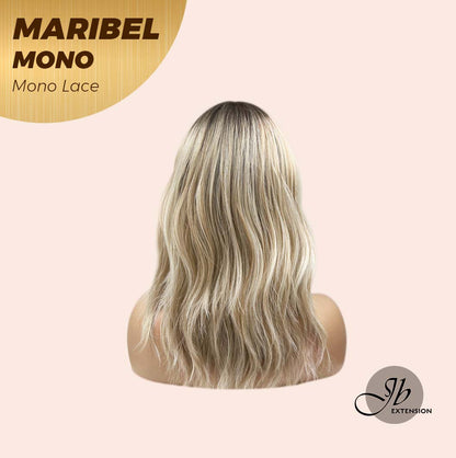 JBEXTENSION MARIBEL MONO Monofilament Handmade Wig 6X5 Full Monofilament Hand Tied Top Wig 16 Inches Blonde With Dark Root Wave Mono Lace Wig With Anti-slip Silicone Strips Glueless Wig Maribel Mono【BENDY EAR TABS】