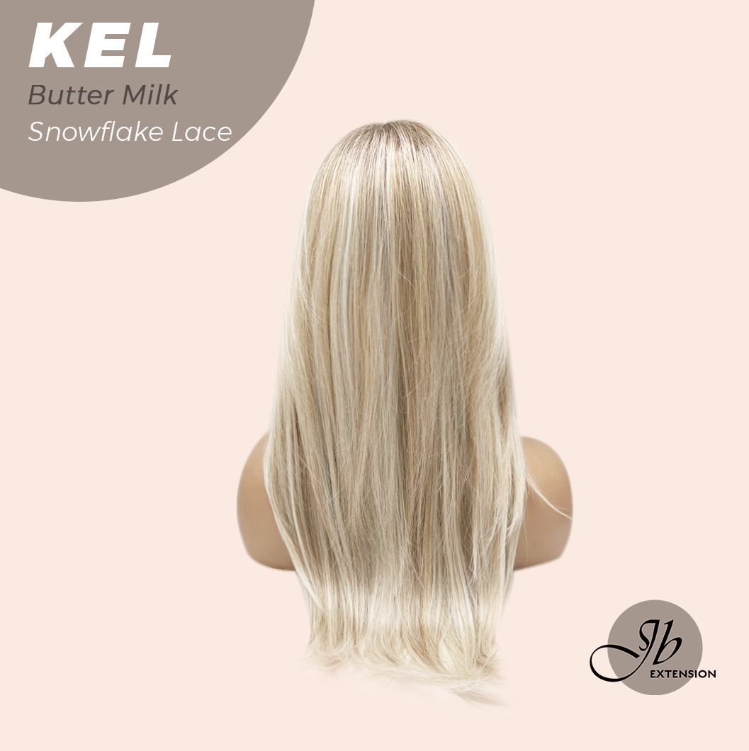 JBEXTENSION 22 Inches Butter Milk Pre-Cut Snowflake Lace Frontlace Glueless Wig KEL BUTTER MILK【PERMATEASE】【BENDY EAR TABS】- S/M