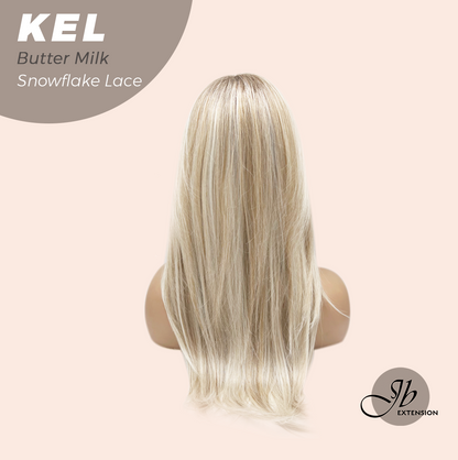 JBEXTENSION 22 Inches Butter Milk Pre-Cut Snowflake Lace Frontlace Glueless Wig KEL BUTTER MILK【PERMATEASE】【BENDY EAR TABS】- S/M