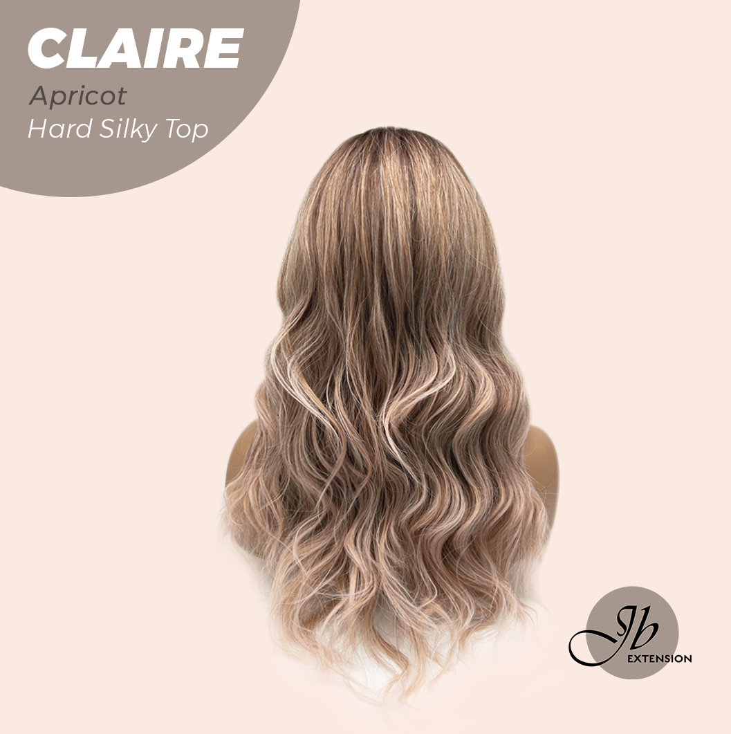 JBEXTENSION 22 Inches Scalpiana Apricot 3.5X4 Hard Silky Top Natural Scalp Effect Women Wig with Bangs CLAIRE SILKY TOP - APRICOT
