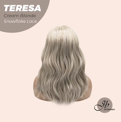 JBEXTENSION 18 Inches Cream Blonde Pre-Cut Snowflake Lace Frontlace Glueless Wig TERESA CREAM BLONDE【PERMATEASE】【BENDY EAR TABS】- M/L
