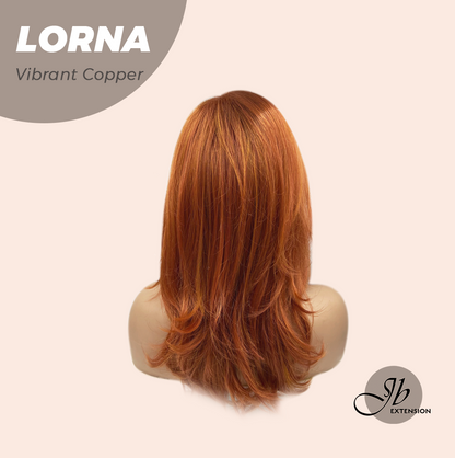 [FINAL SALE] HOT OF SEASON - 18 Inches Vibrant Copper Curly Women Fashion Full Machine Wig With Bangs LORNA VIBRANT COPPER【PLUS PERMATEASE】【BENDY EAR TABS】