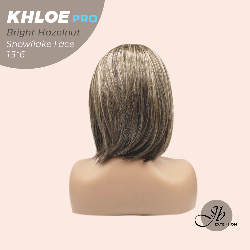 JBEXTENSION 12 Inches Bob Cut Bright Hazelnut Pre-Cut 13X6 Free Part Snowflake Lace Frontlace Glueless Wig KHLOE PRO - BRIGHT HAZELNUT【BENDY EAR TABS】